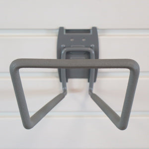 RackZone Slatwall Loop Hook: gray metal accessory for storage efficiency.