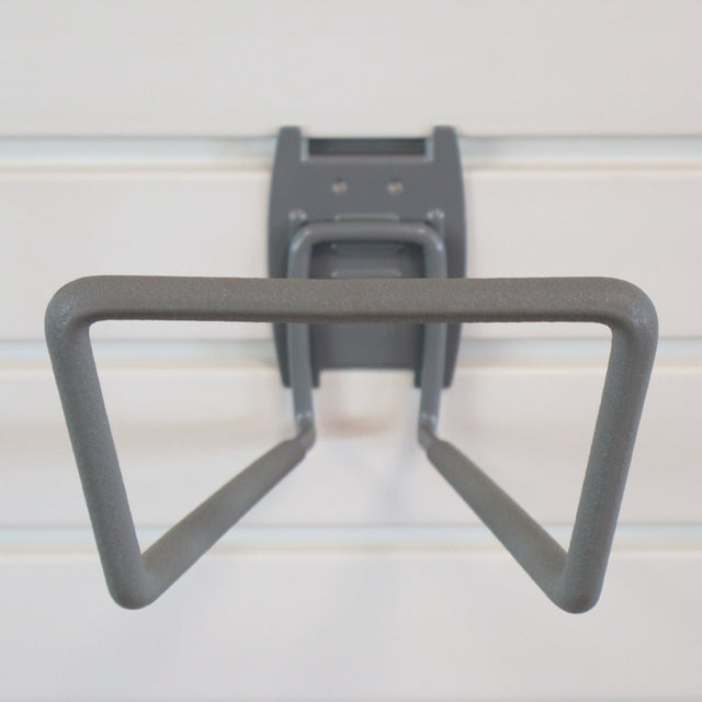 RackZone Slatwall Loop Hook: gray metal accessory for storage efficiency.