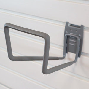 RackZone Slatwall Loop Hook—gray metal accessory for organized storage.