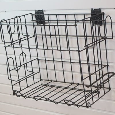 RackZone Slatwall Sports Rack mounts on slatwall for sports gear storage.