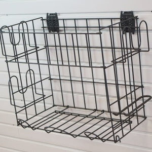 RackZone Slatwall Sports Rack mounts on slatwall for sports gear storage.