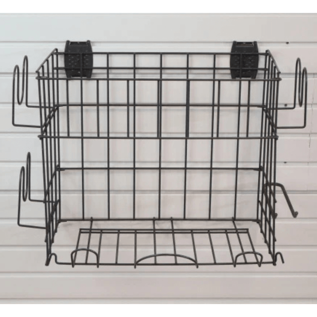 RackZone Slatwall Sports Rack holds gear with side hooks for easy storage.