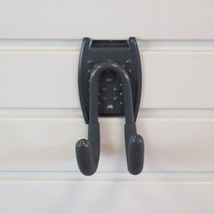RackZone Slatwall Work Hook mounted on white slatwall for tool storage.