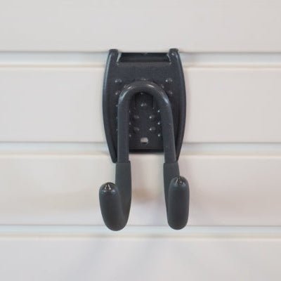 RackZone Slatwall Work Hook mounted on white slatwall for tool storage.