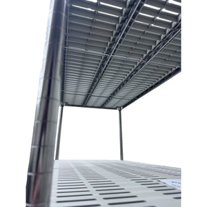 Close-up of RackZone Stainless Plastic Shelving 1820H x 1210W x 610D, 4 Level.