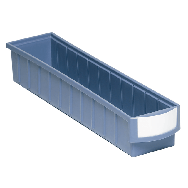 RackZone Standard Shelf Bin 500d x 113w x 85h, blue with front label slot.