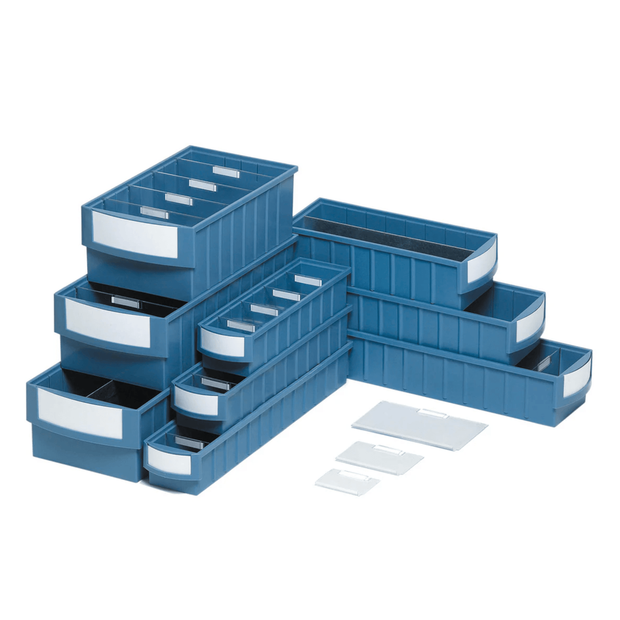 RackZone Standard Shelf Bin Dividers 235mm (10 pack) with label slots shown.