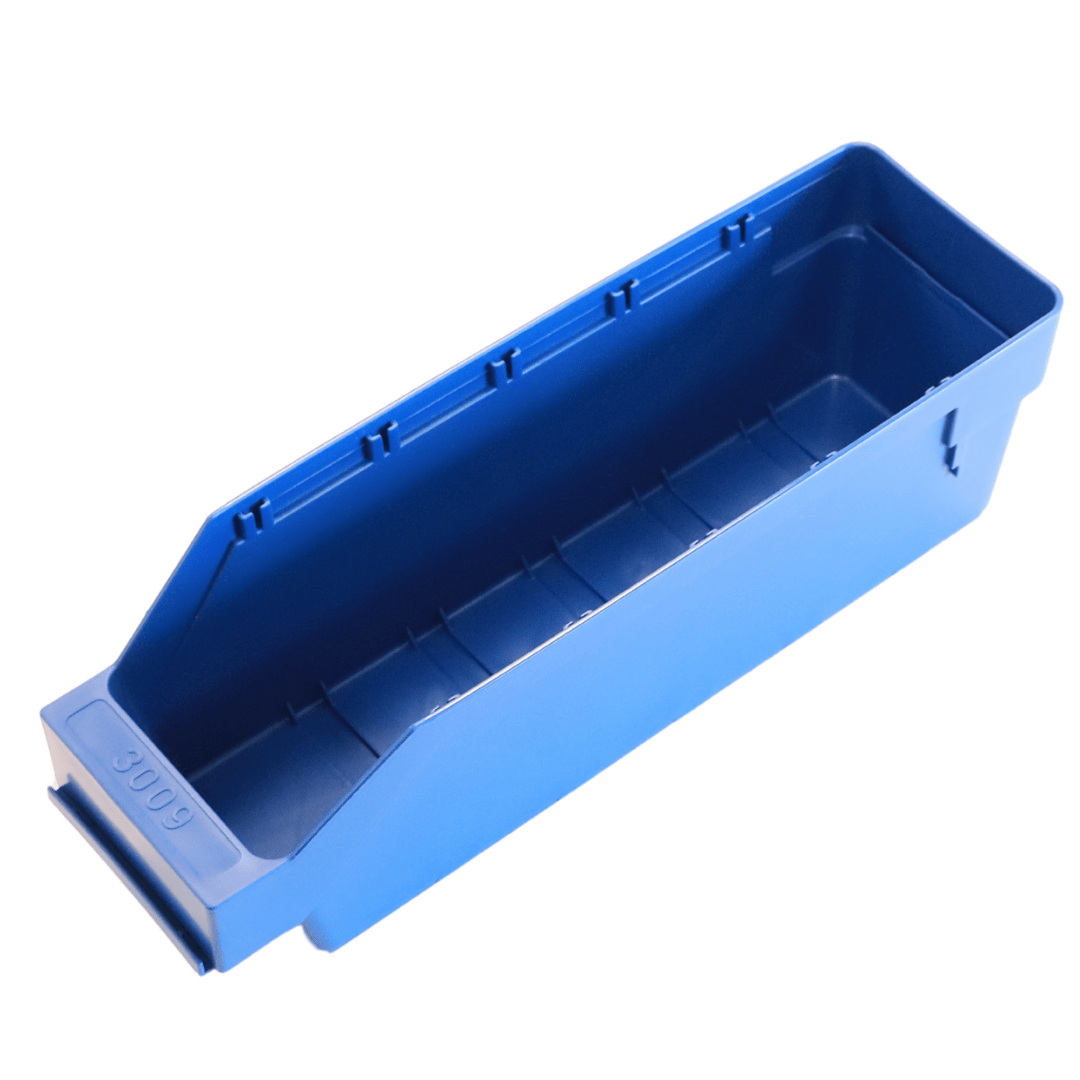 RackZone Standard Shelf Bin 300d x 90w x 95h Blue ST3009, ideal for shelves.