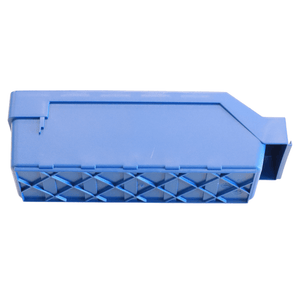 RackZone Standard Blue Shelf Bin 300d x 90w x 95h with gridded side.