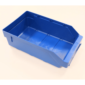 The RackZone ST3018 blue shelf bin sits on a light background.