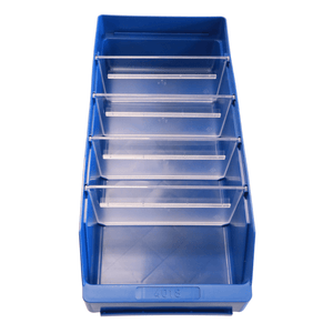 RackZone Standard Shelf Bin ST4018, blue with 5 dividers, for custom storage.