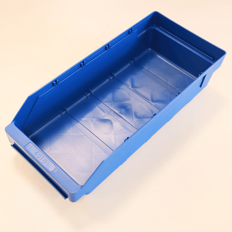 RackZone Standard Shelf Bin ST4018 in blue, 400x180x95mm, on a light surface.