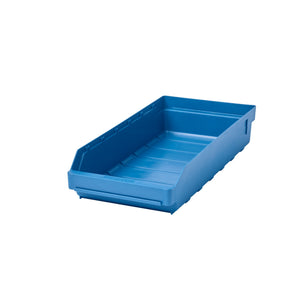RackZone Standard Shelf Bin 500d x 90w x 95h Blue, open front, raised sides.