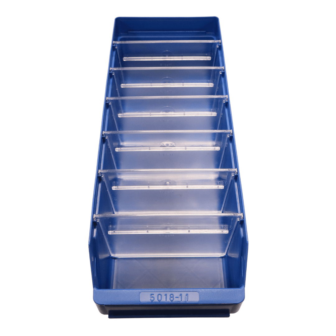 RackZone Standard Shelf Bin ST5018-11, blue, 500x180x110mm with dividers.