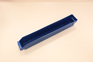 A blue RackZone ST6009 shelf bin on a light surface.