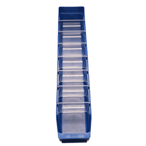 RackZone Standard Shelf Bin 600d x 120w x 95h Blue ST6012, top view with dividers.