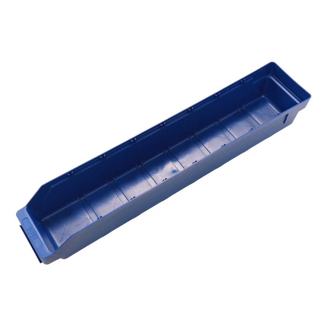 RackZone Standard Shelf Bin 600d x 120w x 95h Blue polypropylene container.