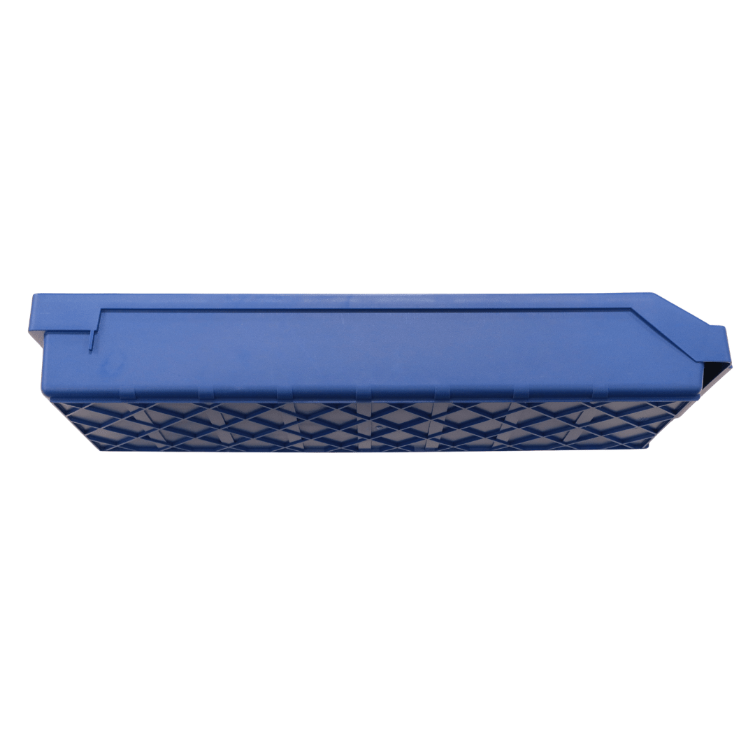 RackZone Standard Shelf Bin ST6018, blue, 600x180x95mm, side view.