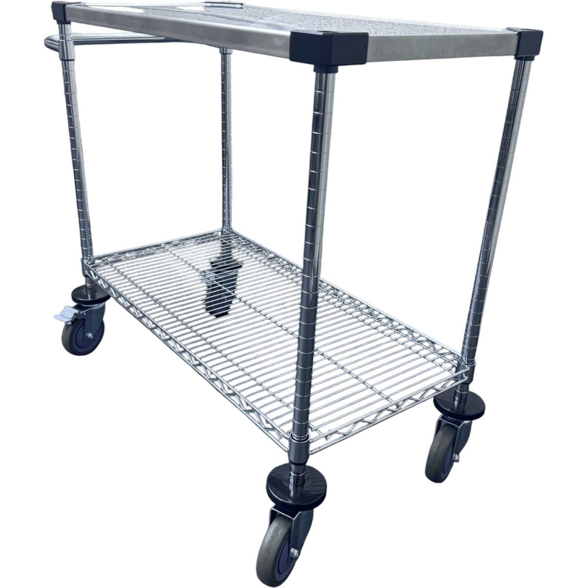 RackZone 2-tier stainless steel/chrome trolley 820H x1060W x460D, durable storage.