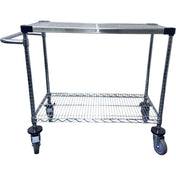 RackZone Stainless Steel Trolley, 2 Tier, 820H x 1060W x 460D, on four wheels.