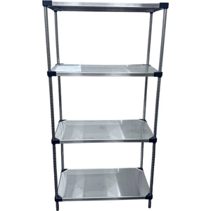 RackZone Stainless Steel 4-Level Shelving, 1820H x 915W x 457D, adjustable shelves.