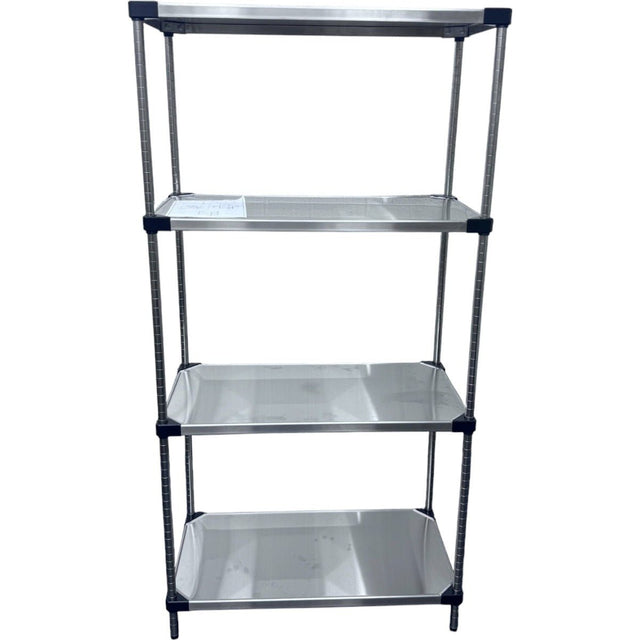 RackZone Stainless Steel 4-Level Shelving, 1820H x 915W x 457D, adjustable shelves.