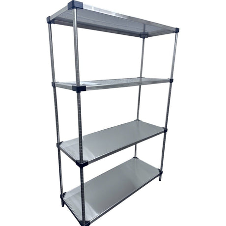 RackZone Stainless Steel 4 Level Shelving, 1820H x 1210W x 457D.
