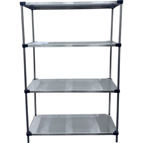 RackZone Stainless Steel Shelving 4 Level, 1820H x 1210W x 457D, empty shelves.