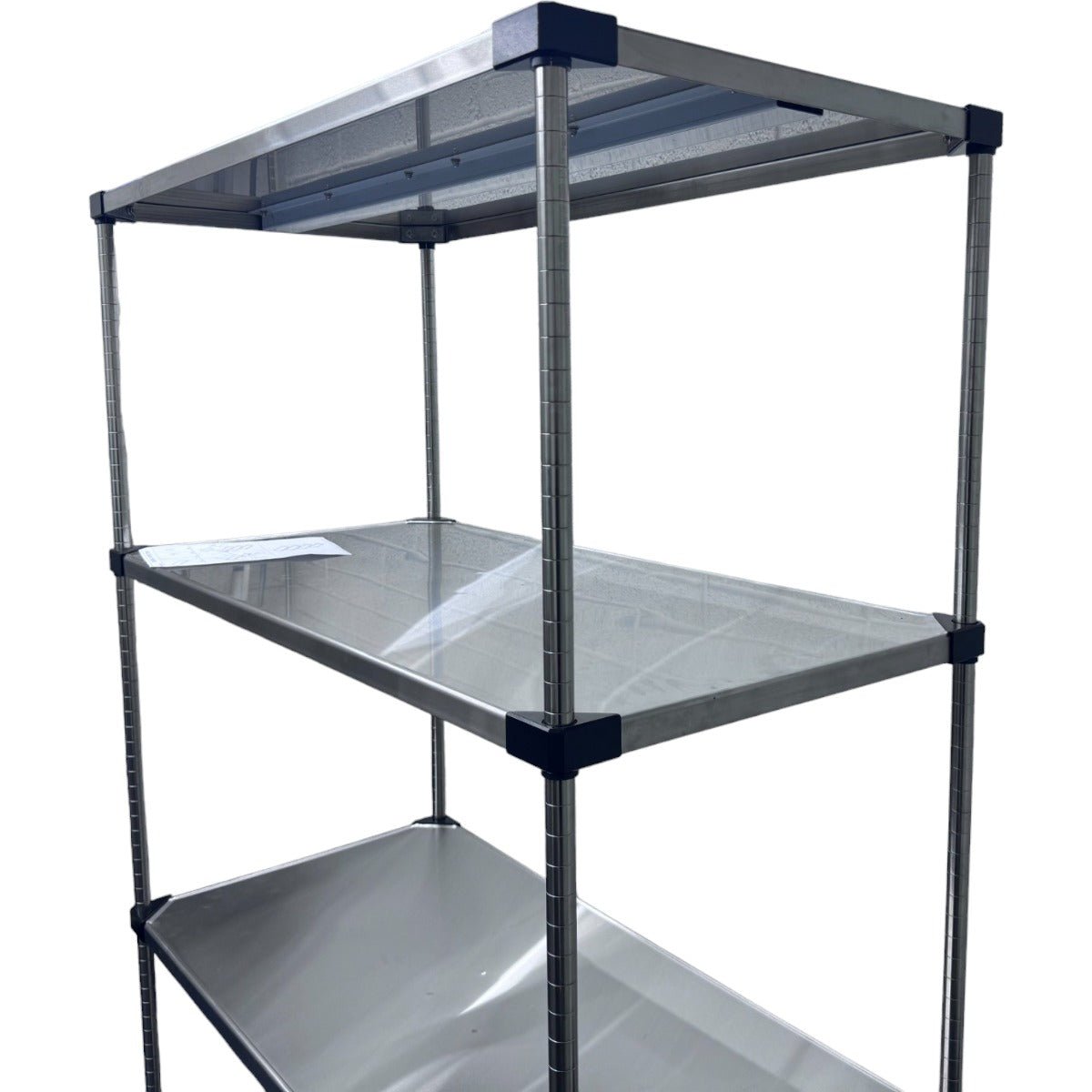 RackZone Stainless Steel 4-level Shelving, 1820H x 1210W x 610D.