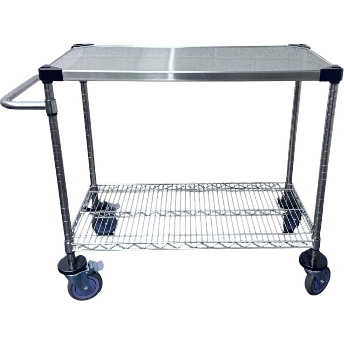 RackZone Stainless Steel Trolley, 2 Tier with wheels & handle, 820H x 1060W x 460D.