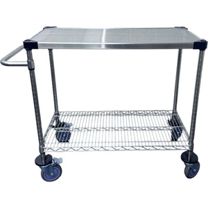 RackZone Stainless Steel Trolley, 2 Tier with wheels & handle, 820H x 1060W x 460D.