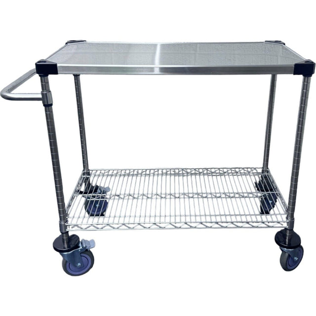 RackZone Stainless Steel Trolley, 2 Tier with wheels & handle, 820H x 1060W x 460D.