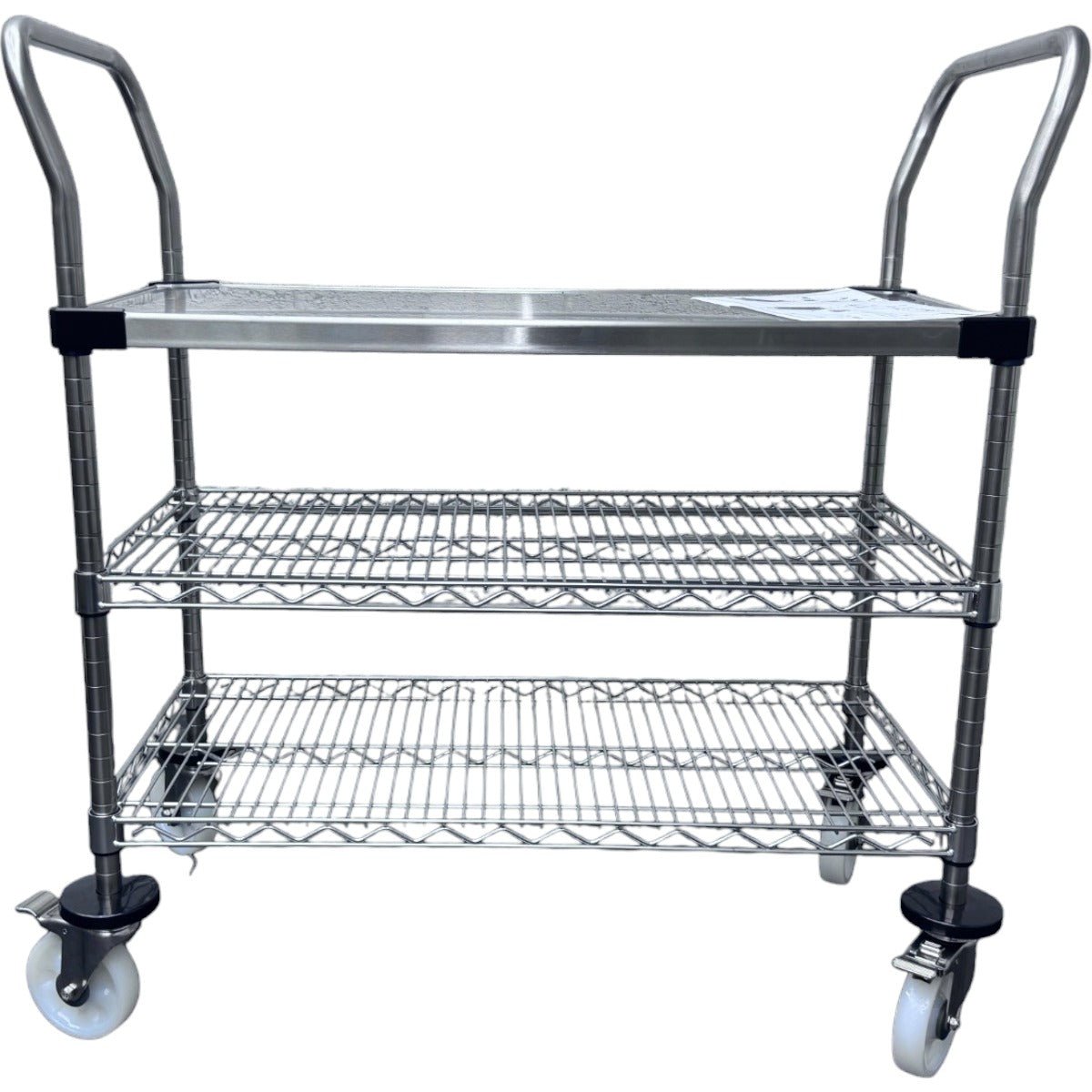 RackZone Stainless Steel Trolley, 3 Tier, 1010H x 1000W x 460D, with wheels.