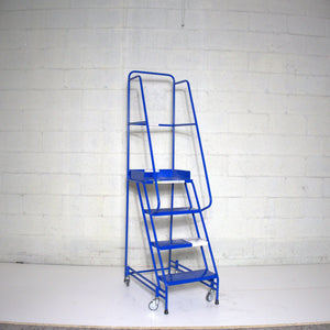 Industrial 04 Tread Mobile Step Narrow Aisle 2000H x 600W x 920L - Platform 1000mm High Blue - RackZone