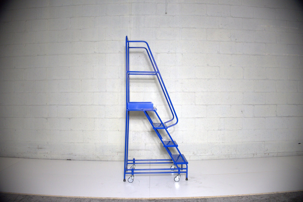 Industrial 04 Tread Mobile Step Narrow Aisle 2000H x 600W x 920L - Platform 1000mm High Blue - RackZone
