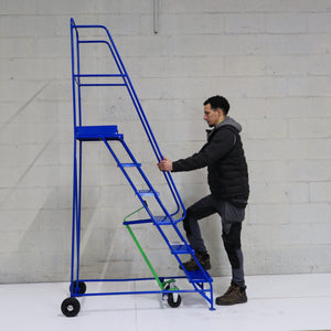 Industrial 06 Tread Mobile Step Narrow Aisle 2500H x 630W x 1360L - Platform 1500mm High - RackZone