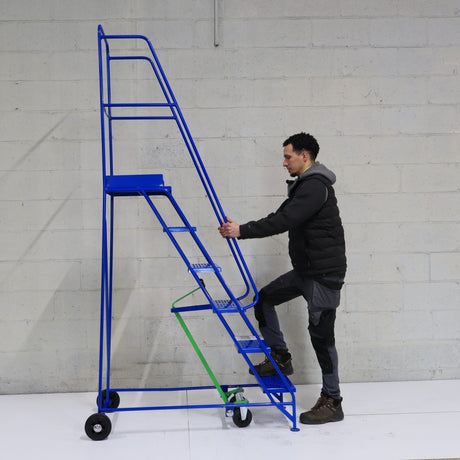 Industrial 06 Tread Mobile Step Narrow Aisle 2500H x 630W x 1360L - Platform 1500mm High - RackZone