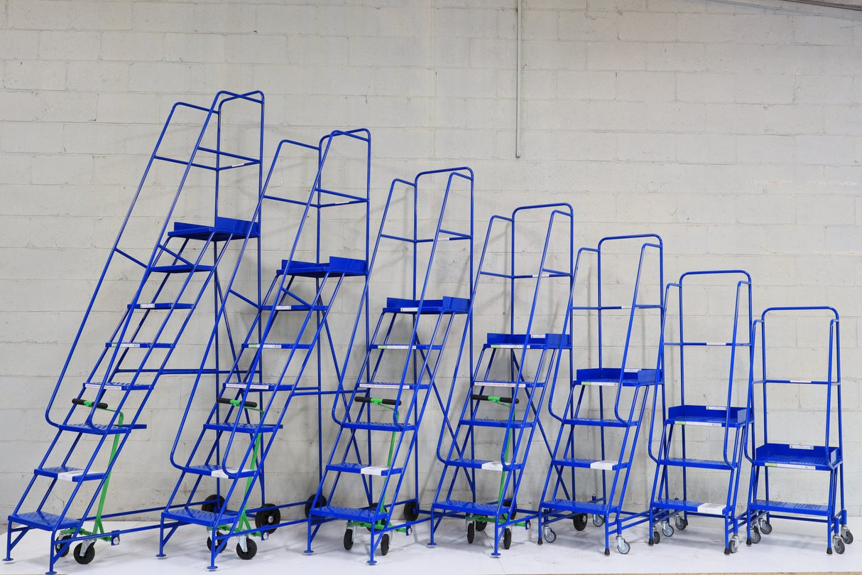 Industrial 06 Tread Mobile Step Narrow Aisle 2500H x 630W x 1360L - Platform 1500mm High - RackZone