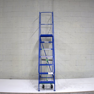 Industrial 07 Tread Mobile Step Narrow Aisle 2750H x 630W x 1510L - Platform 1750mm High Blue - RackZone