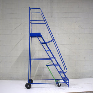 Industrial 07 Tread Mobile Step Narrow Aisle 2750H x 630W x 1510L - Platform 1750mm High Blue - RackZone