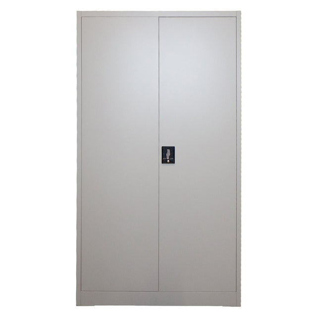 RackZone Premium Two Door Storage Cabinet in grey with central black handle.