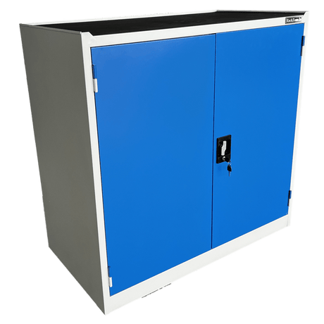 RackZone Two Door Storage Cabinet with central lock, blue, 1000H x 1023W x 550D.