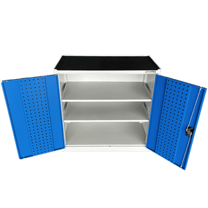 RackZone Two Door Storage Cabinet with lockable doors and adjustable shelves.