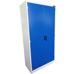 RackZone Grey/Blue steel cabinet, two doors, central lock, 1830Hx914Wx457D.