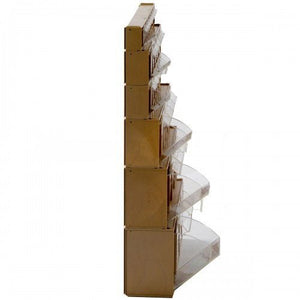 Side view of RackZone Tilt Bin System 1, 800h x 600w, with clear shelves.