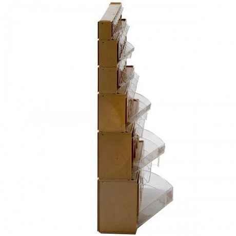 Side view of RackZone Tilt Bin System 1, 800h x 600w, with clear shelves.