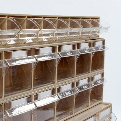 RackZone Tilt Bin System 2: compact, durable storage with clear lids.