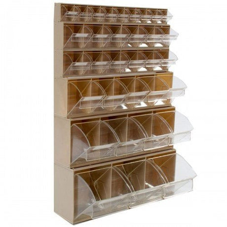 RackZone Tilt Bin System 2: durable rack with assorted plastic storage bins.