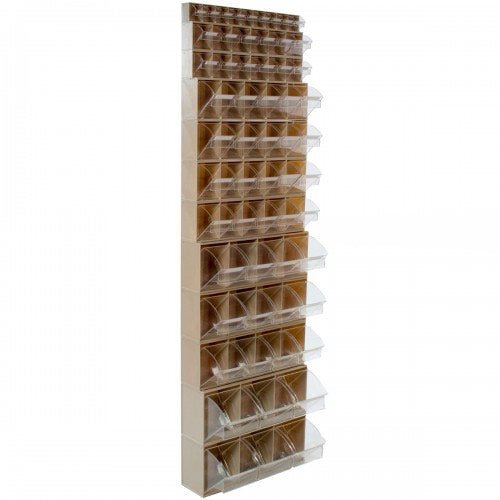 RackZone Tilt Bin System 5: tall, wall-mounted with clear-front storage bins.