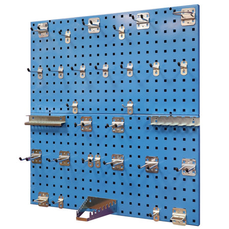 RackZone Wall-Zone Organiser 800x800mm with 26 hooks for garage storage.